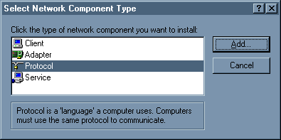 Select Network Component Type - Protocol